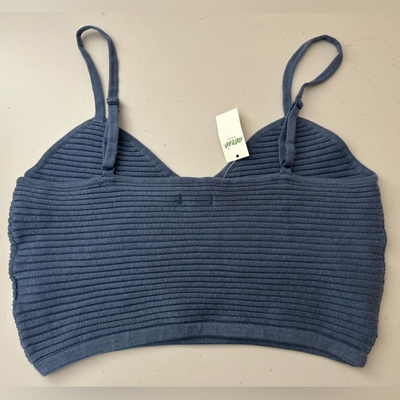 Aerie Blue Ribbed Knit Crop Top Size Medium - Picture 4 of 6